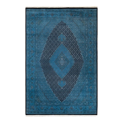 Overton Hand Knotted Wool Vintage Inspired Modern Contemporary Overdyed Black Area Rug - 6' 7" x 9' 10"