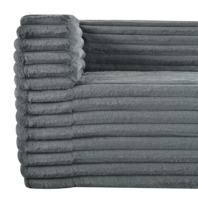89" Grey Fabric Corduroy 3-Seat Sofa, No Assembly Required