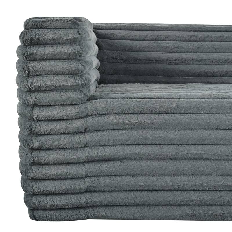 Luxury 89" Corduroy Sofa with Square Arms - No Assembly Required, Ultra-Soft 3-Seat Couch for Living Room and Apartment