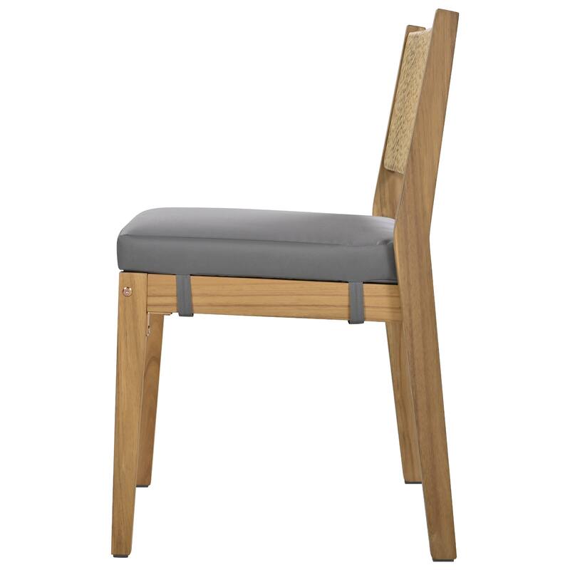 5-Piece Outdoor Patio Acacia Wood Dining Set with Rectangular Table and 4 Cushioned Chairs