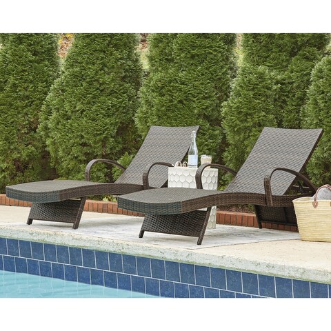 Kantana Brown Outdoor Chaise Lounge, Set of 2 - 24"W x 80"D x 16"H