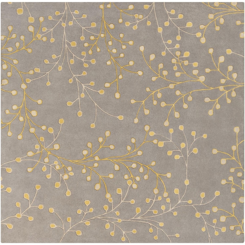 Livabliss Athena French Country Floral & Botanical Hand Tufted Area Rug - 8' x 8' Square - Mustard