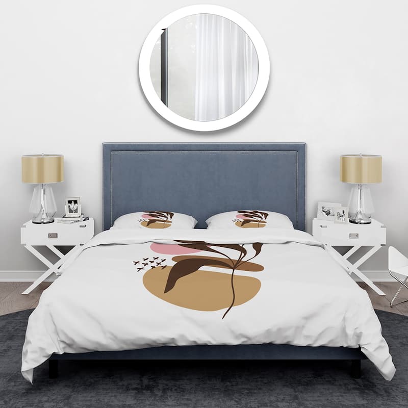 Designart 'Elementary Shapes With Abstract Plants' Modern Duvet Cover Set