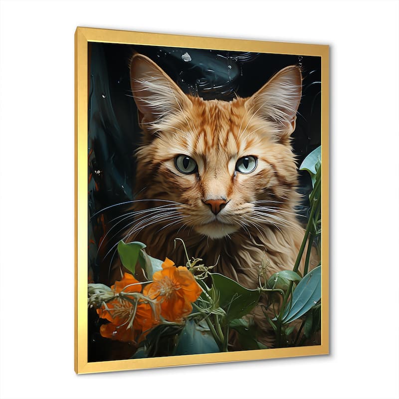Designart "Havana Brown Mystique Cat" Animals Cat Framed Canvas Art Print