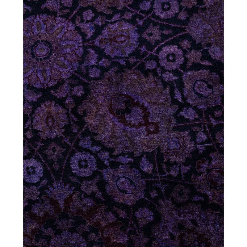 Overdyed One-of-a-Kind Hand-Knotted Round Area Rug - Purple - 6' 1" x 6' 1"
