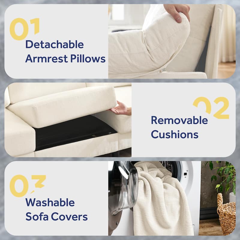 U-Shaped Chenille Upholstered Modular Sectional Sofa Couch with 2 Ottomans