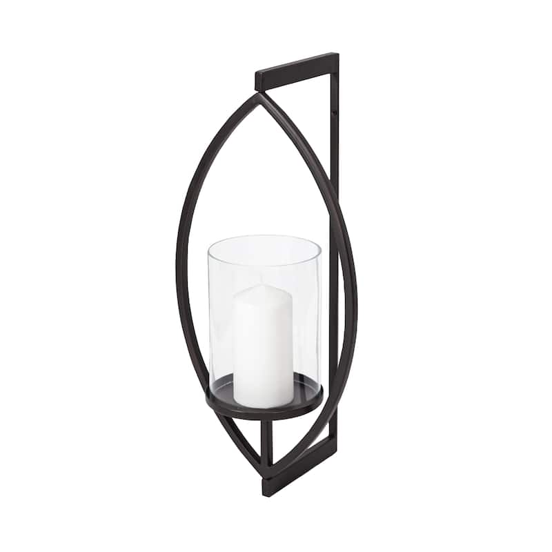 Drax Black Metal Wall Candle Holder - 11.5L x 5.5W x 22.0H - 11.5L x 5.5W x 22.0H - Black
