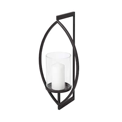 Drax Black Metal Wall Candle Holder - 11.5L x 5.5W x 22.0H