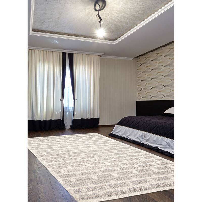 ECARPETGALLERY Braid weave Sienna Grey Wool Rug - 5'1 x 8'0