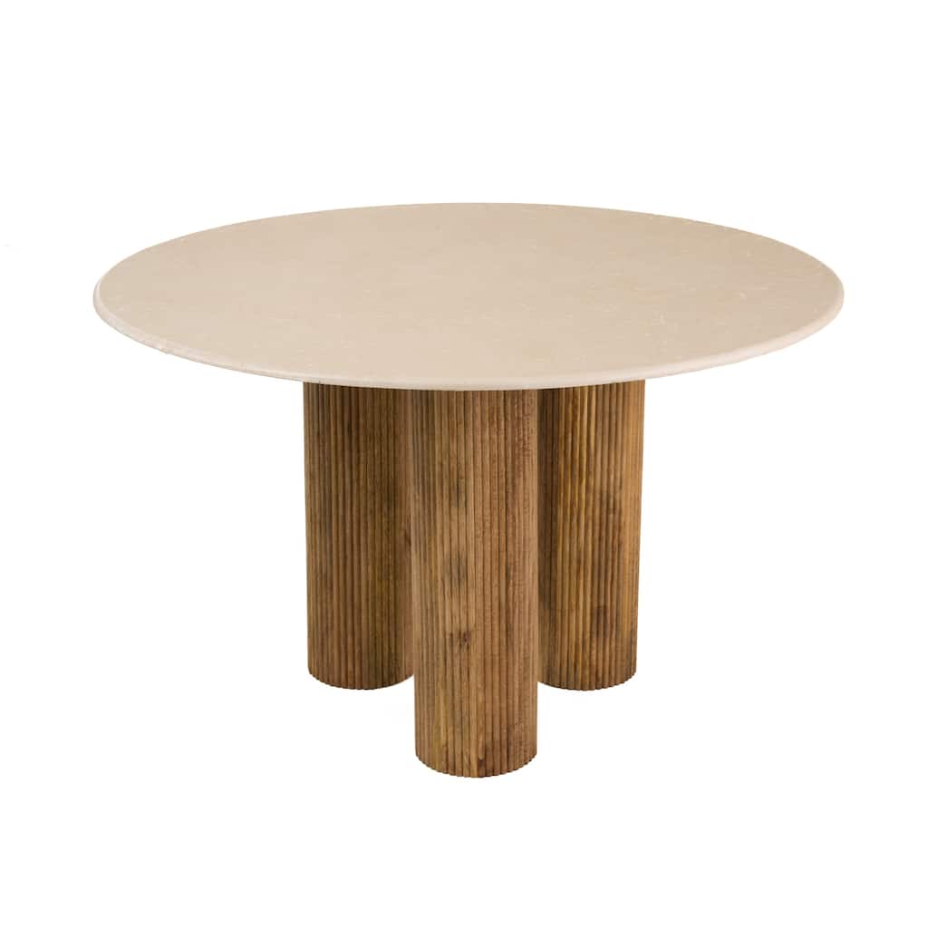 Modrest Hayden Modern Marble & Wood Round Dining Table