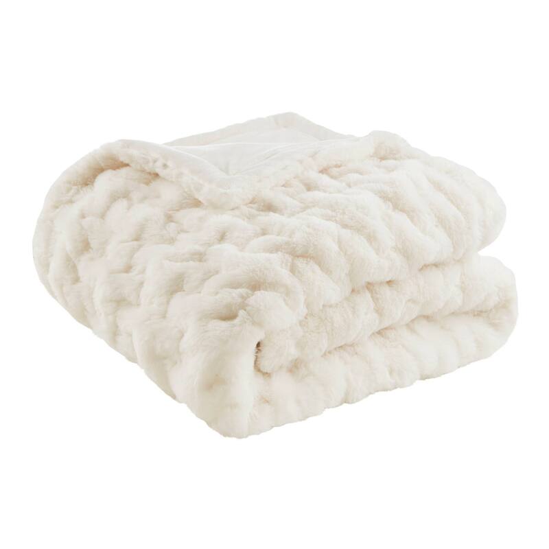 Madison Park Ruched Fur Throw