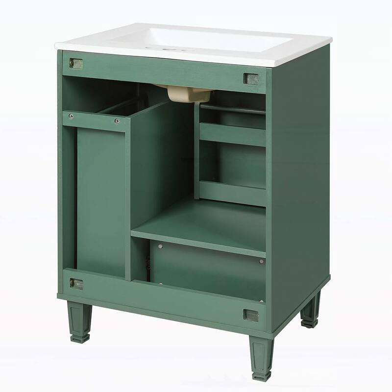 Freestanding Vanity Set with Door Shelf,Deep Drawer,2-Tier Pull-Out Basket