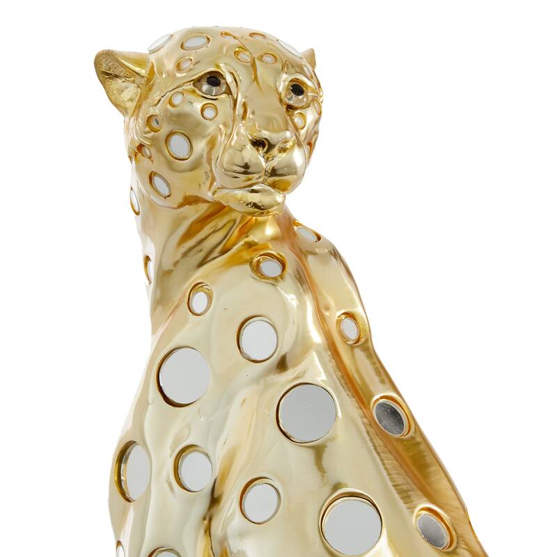 Polystone Glam Sculpture Leopard 16 x 7 x 9 - 7 x 9 x 16