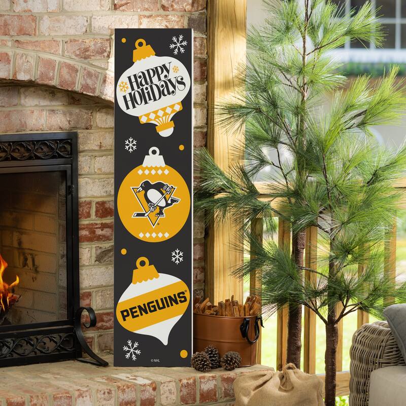 47" Double Sided Seasonal Porch Leaner, Pittsburgh Penguins - 47" x 11.25" - Christmas