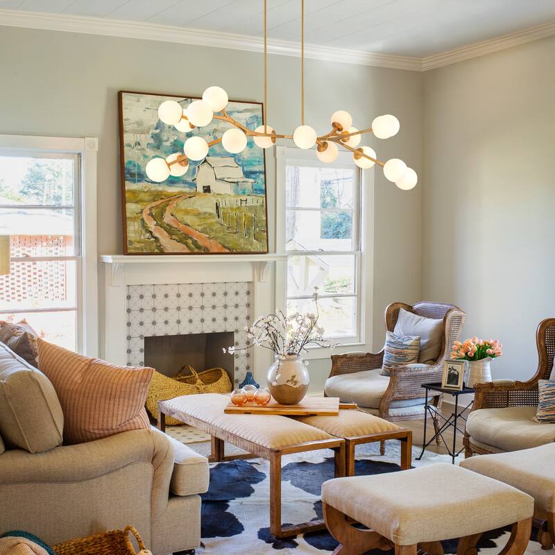 18 - Light Modern Dimmable Bubble Sputnik Linear Globe Chandelier - W68.11"