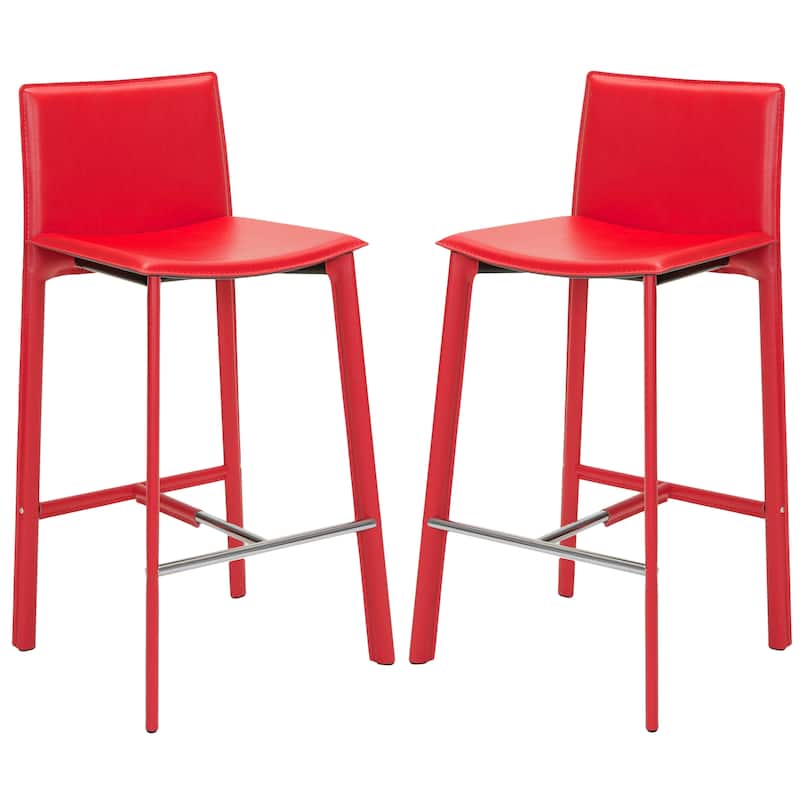 SAFAVIEH Marylou Faux Leather 29-inch Bar Stool (Set of 2) - 18.7" W x 19.7" L x 39.4" H - 19Wx20Dx39H