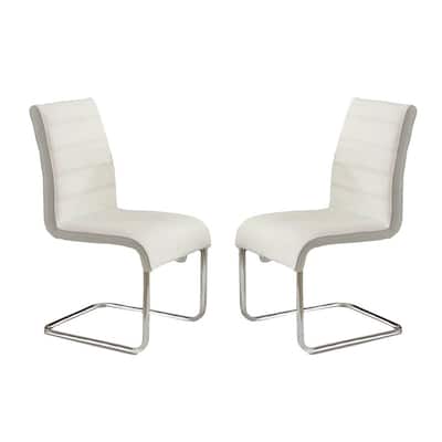 2PCS Padded Leatherette Side Chiars with Chrome Legs
