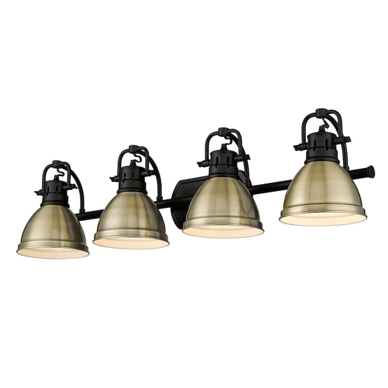 Duncan 4-light Bath Vanity - Matte Black with Aged Brass