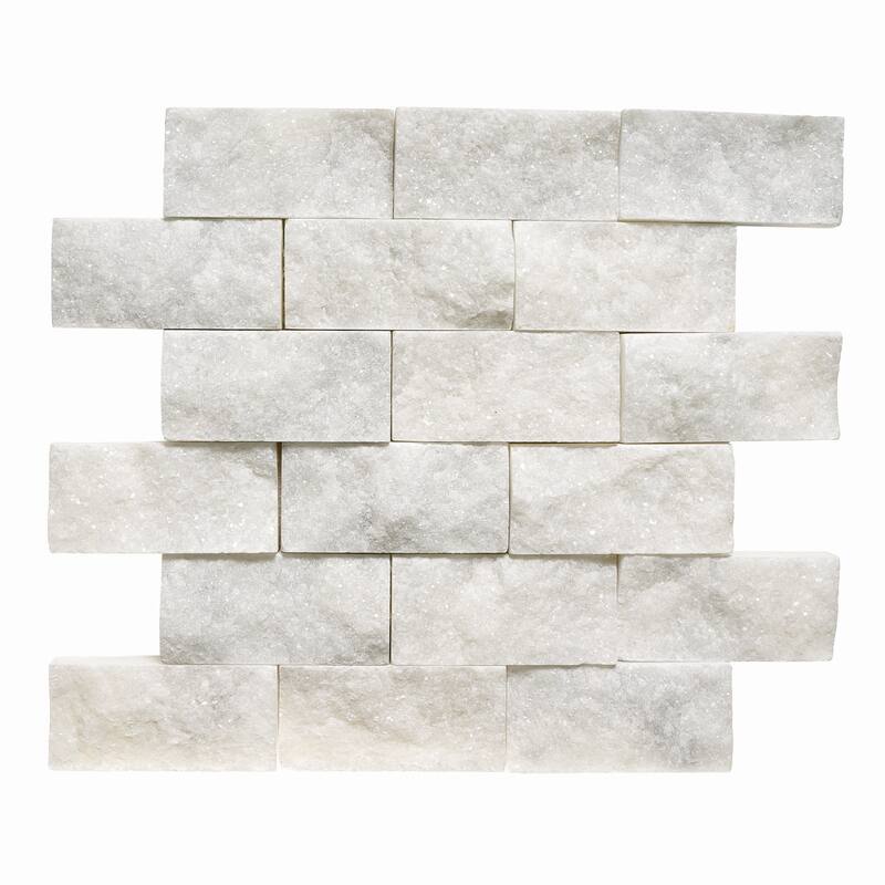 Pale Gray Marble 2" x 4" Split Face Mosaic - 5 Sheets (5.00 sf) - Grey