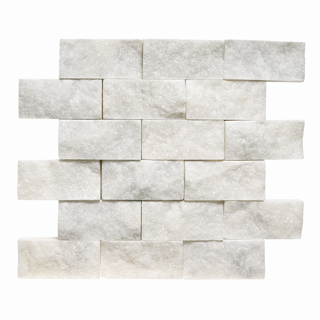 Pale Gray Marble 2" x 4" Split Face Mosaic