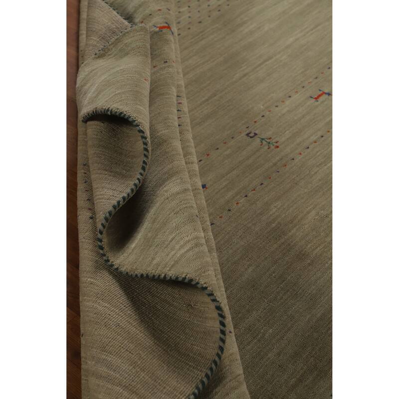 Hand Knotted Oriental 100% Wool Carpet Tribal Animal Pictorial Green Gabbeh Area Rug - 9' 9'' X 8' 1''