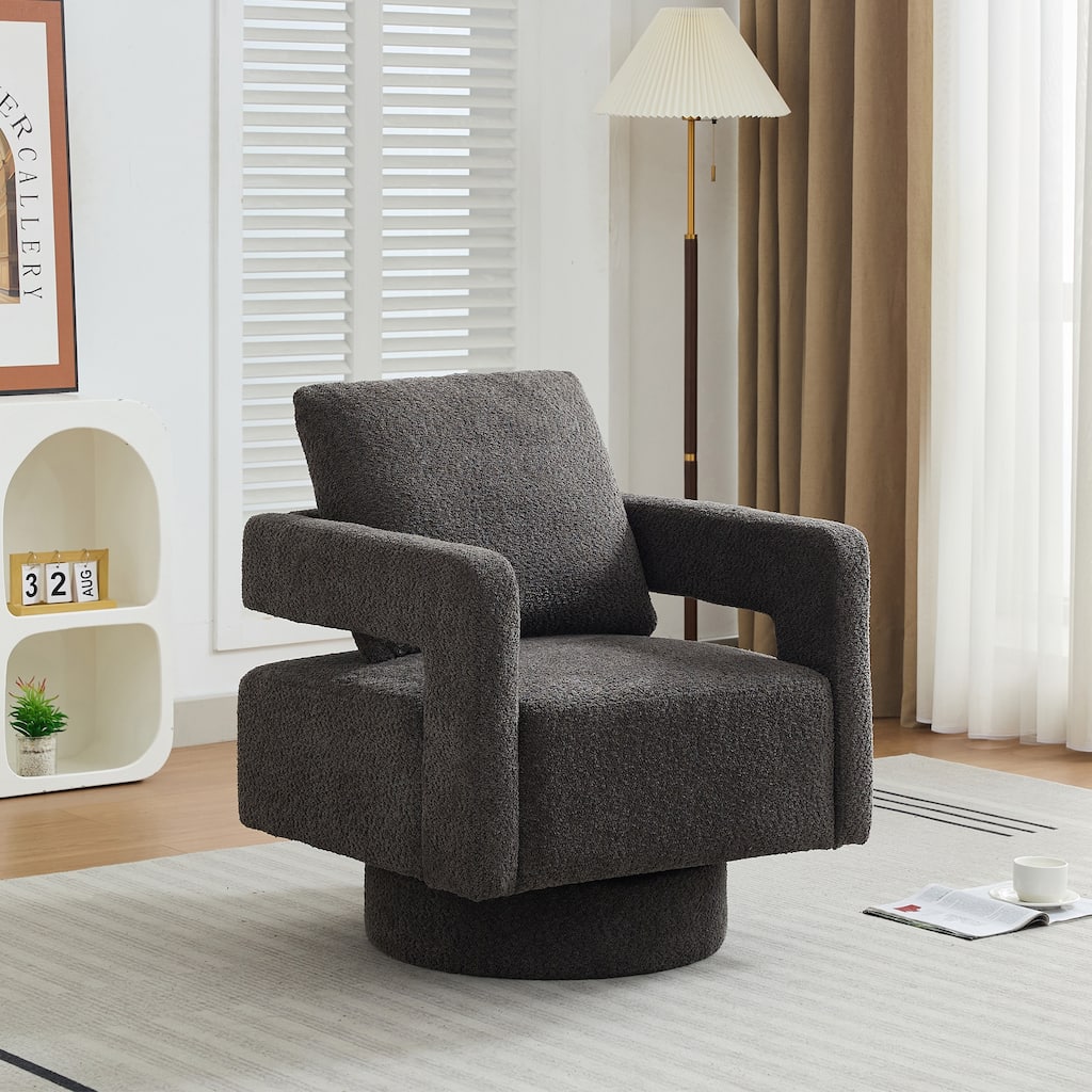 Charcoal 29.13" Boucle Swivel Accent Chair