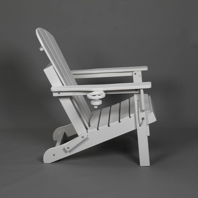 HDPE Folding Adirondack Chair with Dual Cup Holder - Composite Adirondack Chair with Wood Texture