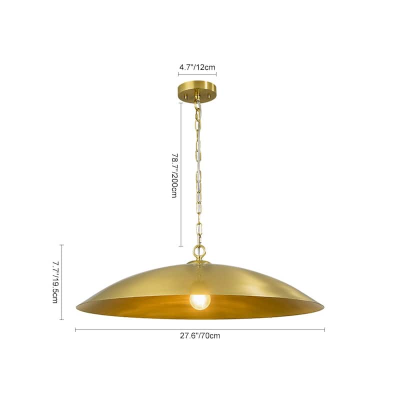 1-Light Black Gold Oversized Metal Dome Pendant Light - 27in