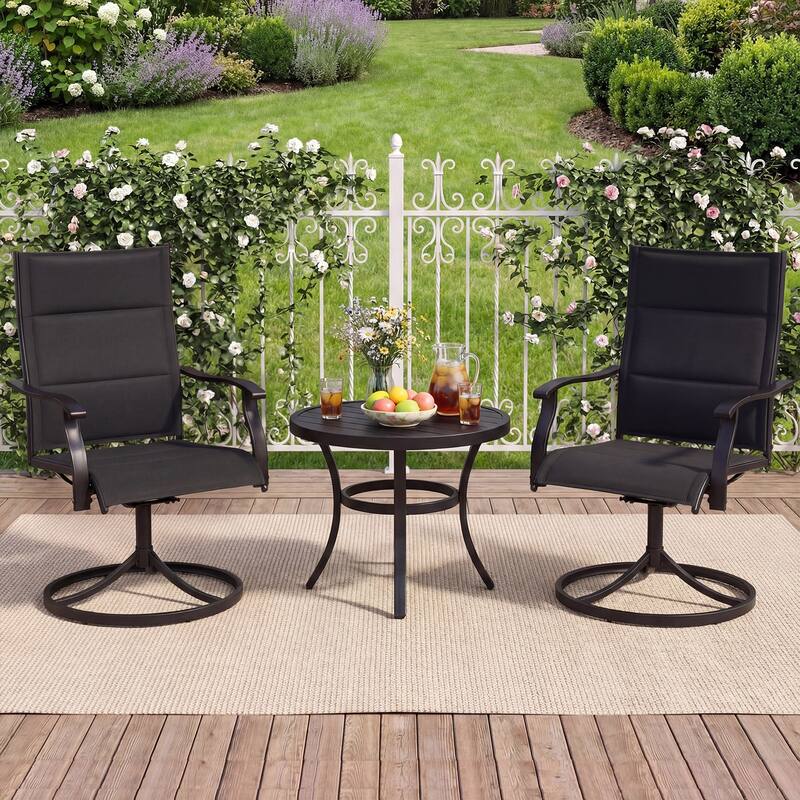 Gymax Padded Patio Swivel Chairs Set of 4 Ergonomic Outdoor Dining