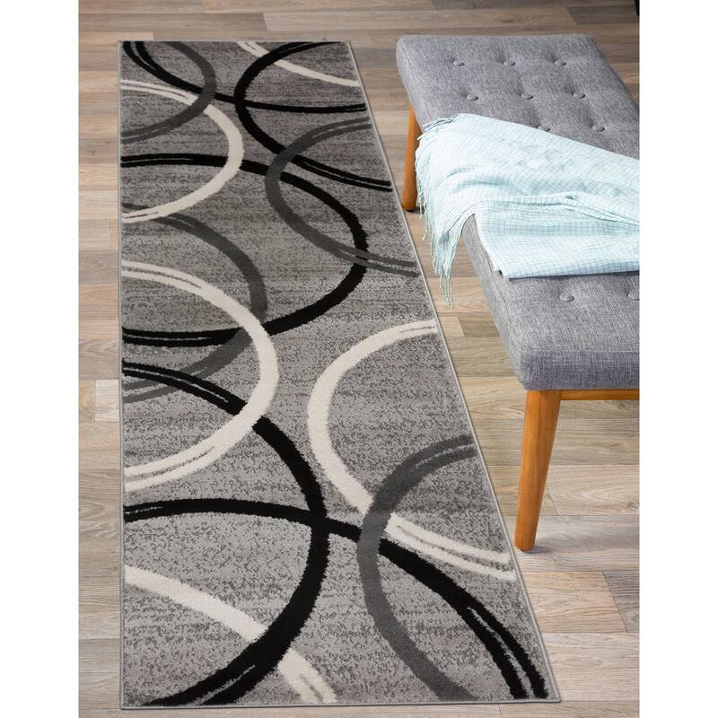 World Rug Gallery Contemporary Abstract Circles Design Area Rug