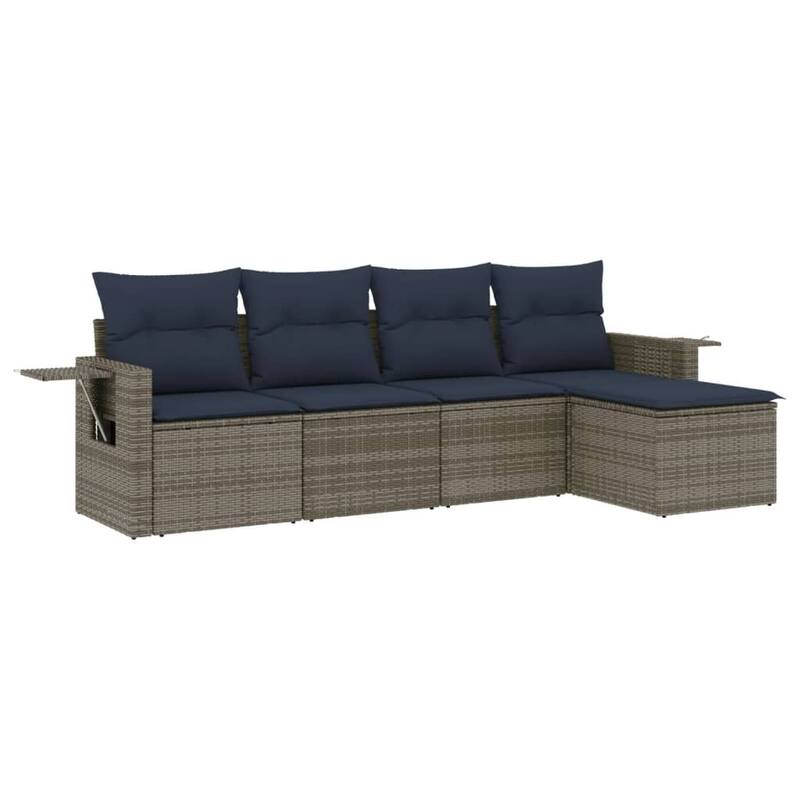 vidaXL Patio Sofa Set with Cushions Outdoor Conversation Furniture Poly Rattan - 21.7 x 24.4 x 27.2