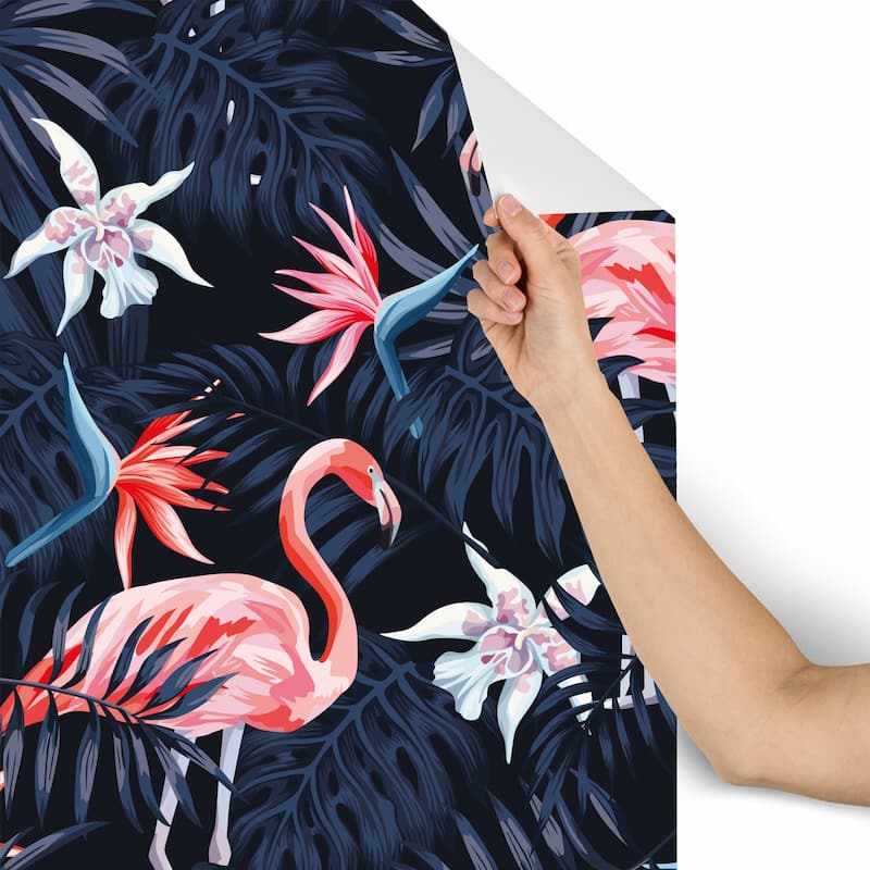 Huana Red Flamingos Removable Wallpaper - 10'ft H x 24''inch W