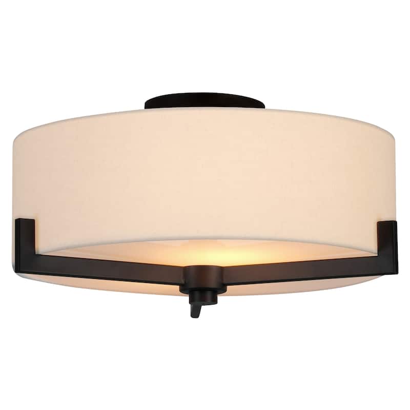 Hamlin 17.63" Wide 2-Light Semi Flush Mount with Fabric Shade