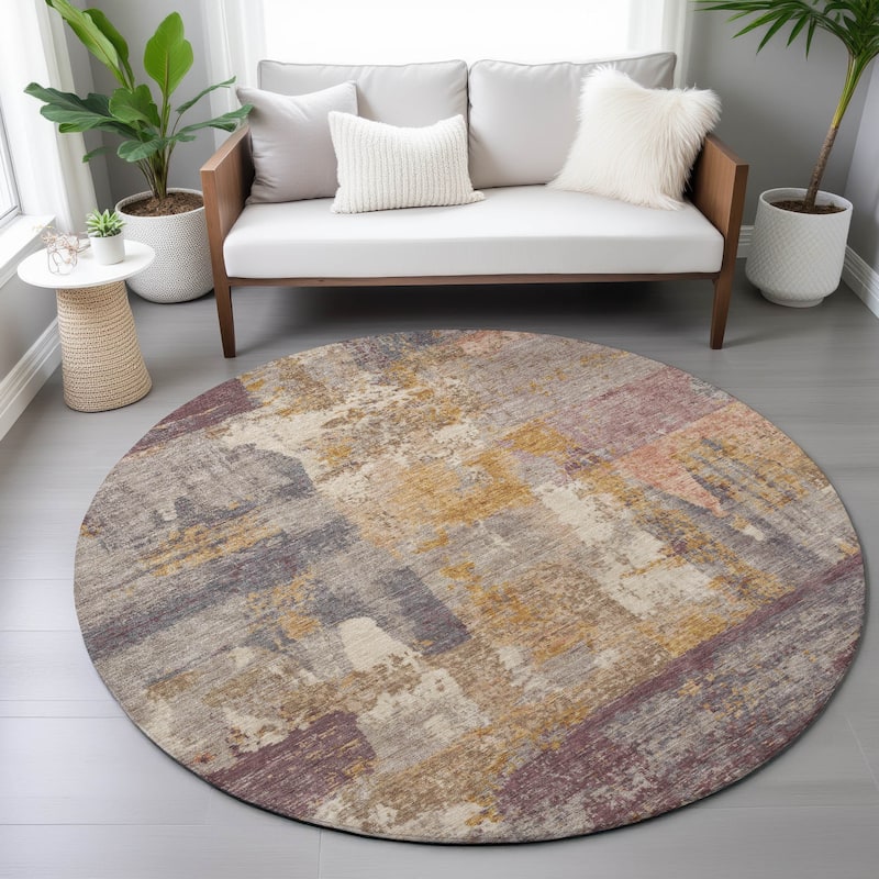 Machine Washable Indoor/Outdoor Contemporary Chantille Rug