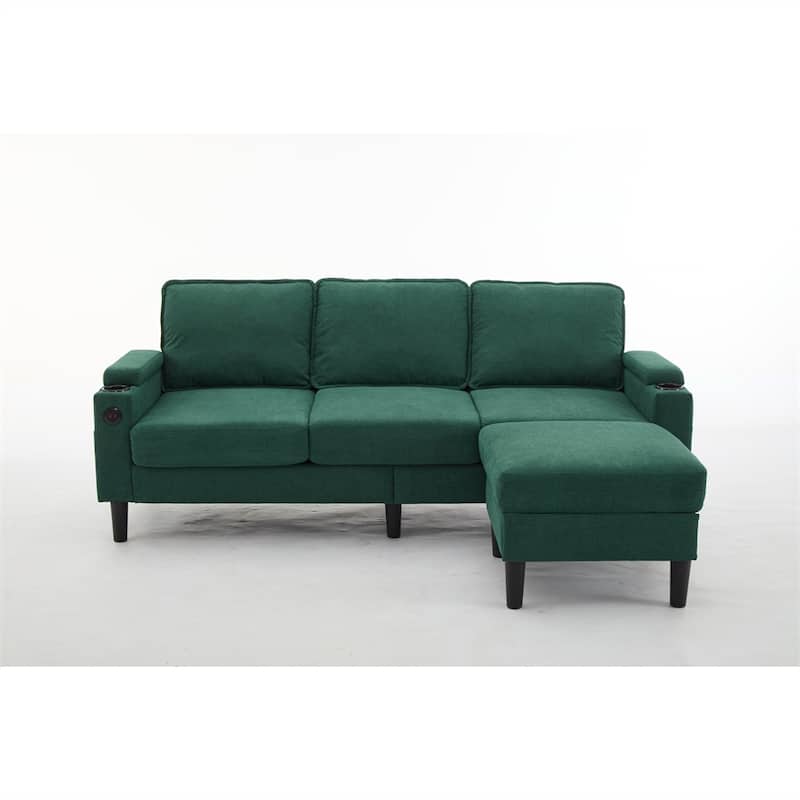 3 Seat L Shaped Sectional Sofa with Storage Ottoman and USB Port