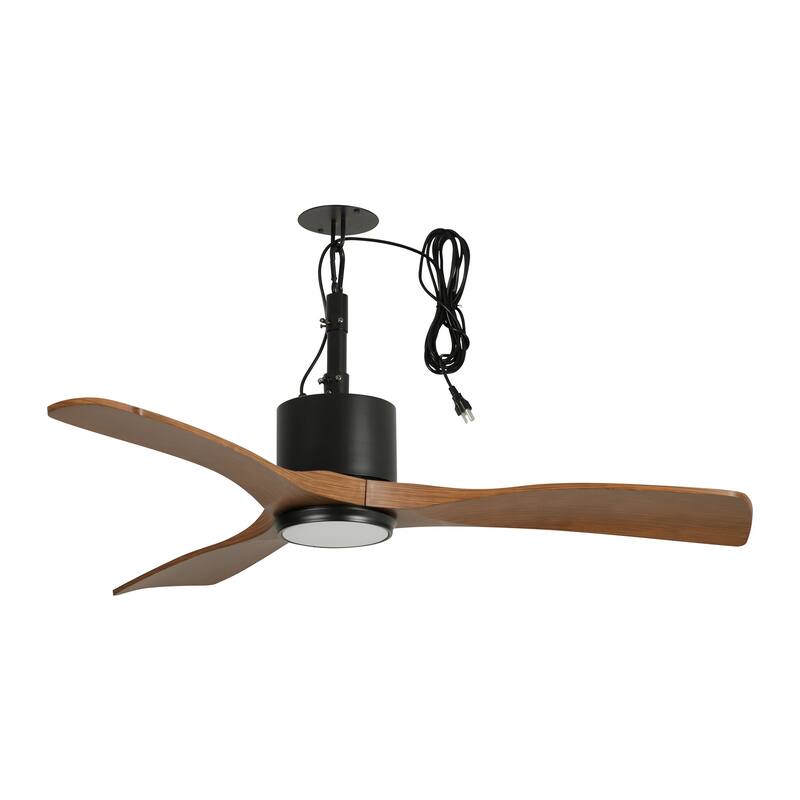 42" Indoor/Outdoor Black Modern Plug-In Ceiling Fan with Light