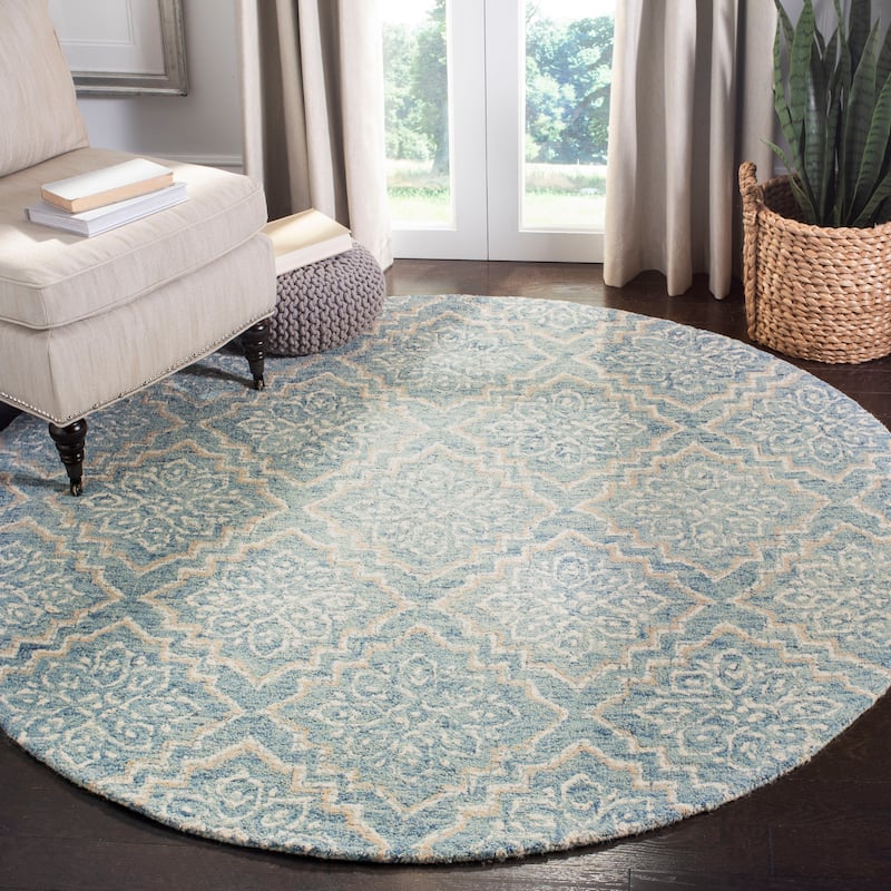 SAFAVIEH Handmade Abstract Ingegerd Modern Wool Rug - 8' Round - Blue/Grey