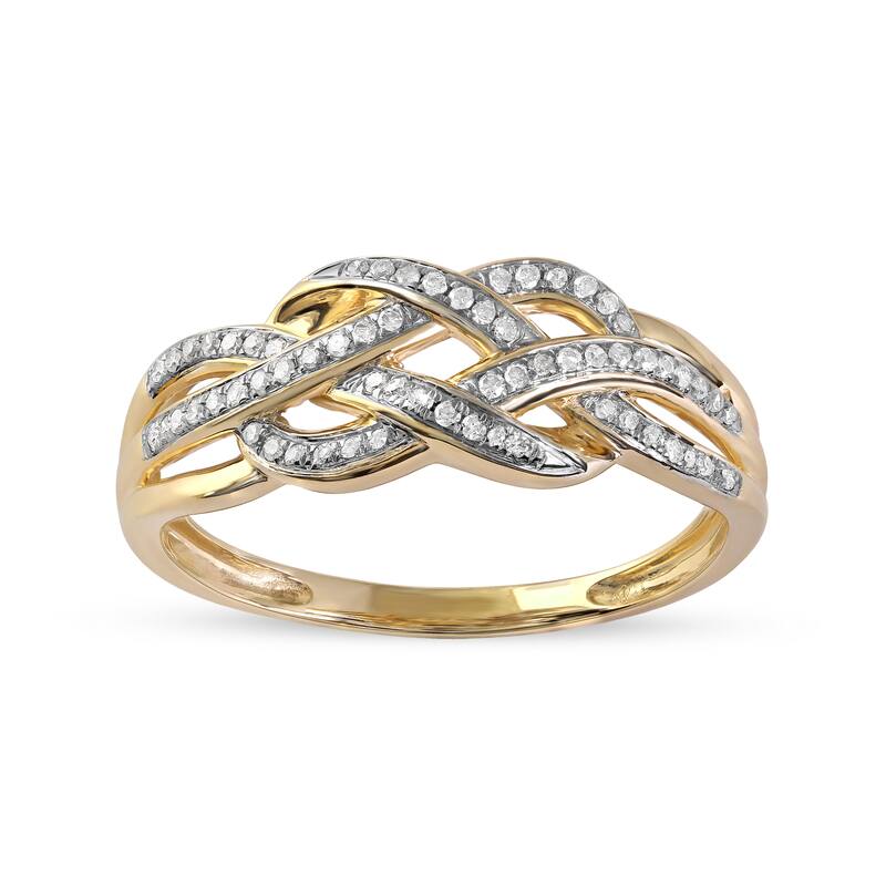 IGI Certified 1/5ct TDW Diamond Swirling Band in 10K Yellow Gold for Women
