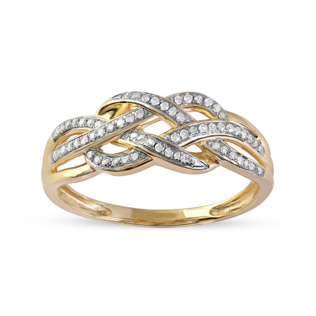IGI Certified 1/5ct TDW Diamond Swirling Band in 10K Yellow Gold for Women
