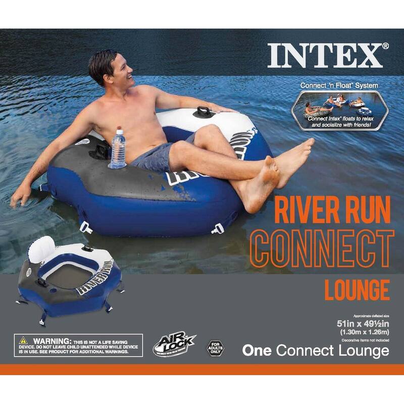 Intex 58854EP River Run Connect Lounge Inflatable Floating Water Tube (7 Pack) - 6.5