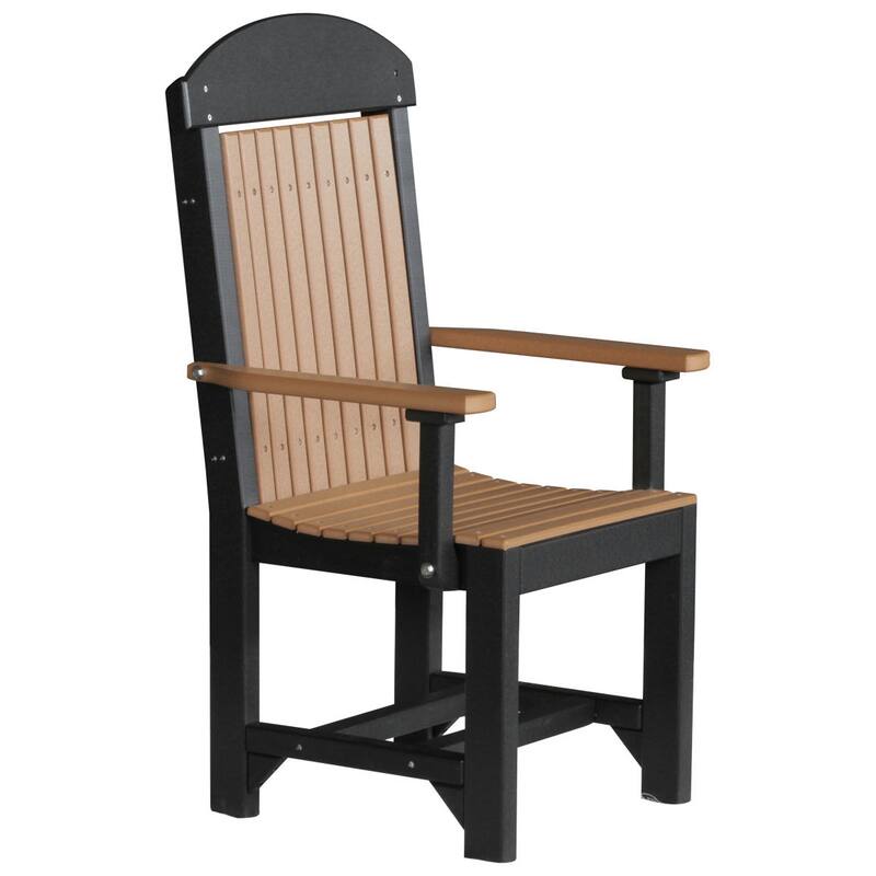 Set of 4 Poly Lumber Classic Dining Chairs - Arm Chair - Cedar & Black - Dining Height