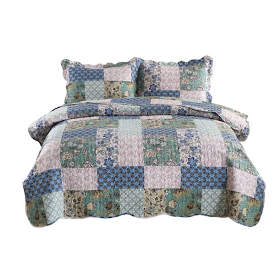 MarCielo 3 Piece Printed Quilt Set Lightweight Bedspread Set B026