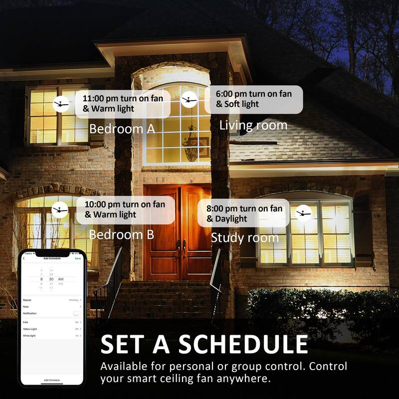 CARRO Abbott 52" Smart Ceiling Fan with LED Light and Remote- Solid Wood Fan Blades