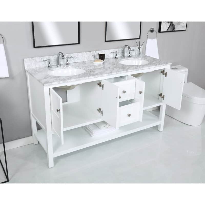 Modern 60" Double Bathroom Vanity Sink - 60"x21.5"x35"