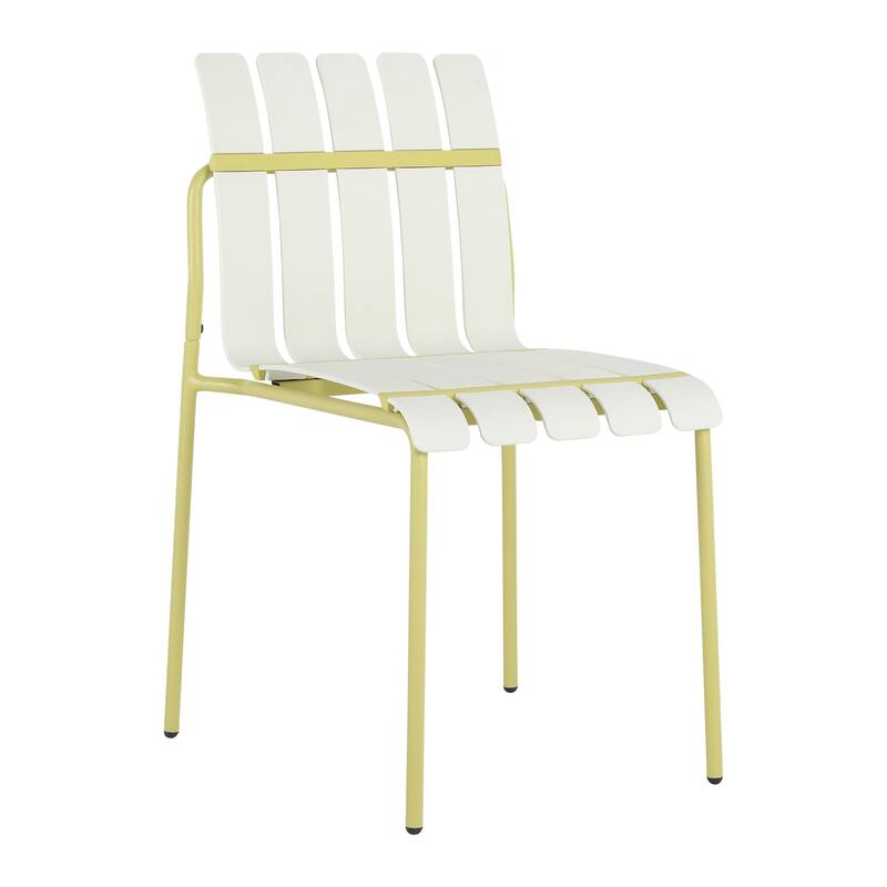 4-Pack Modern Striped Color Block Chairs - Waterproof PP Seat & Sturdy Metal Legs, Indoor/Outdoor Dining Set for Patio, Balcony