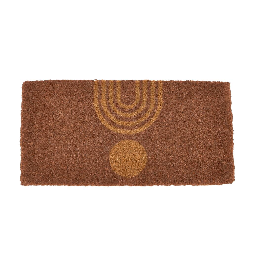 Natural Coir Doormat with Rainbow and Circle