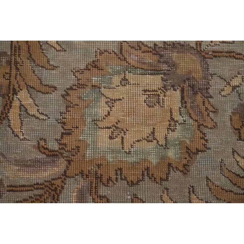 Distressed Tabriz Antique Persian Rug Hand-Knotted Wool Carpet - 9'6" x 13'2"