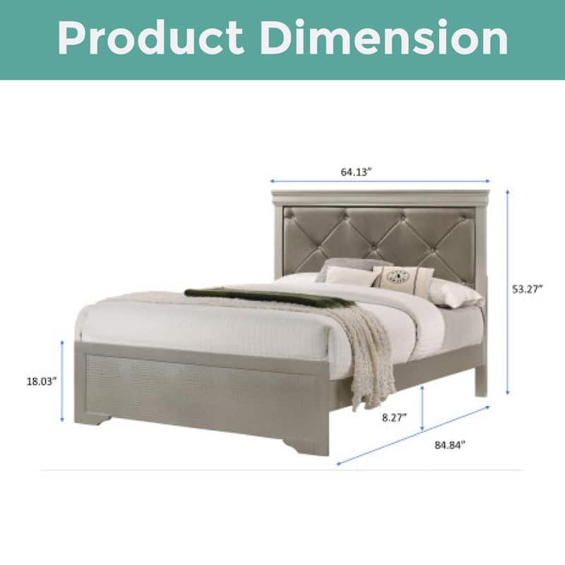 Durable & Strong bed size Beige platform bed Solid Wood queen bed