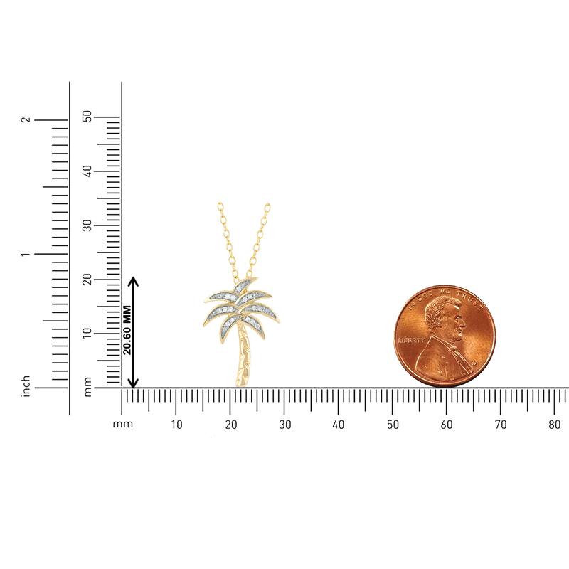 1/20ct Diamond Accented Palm Tree Pendant Necklace in Silver for Women