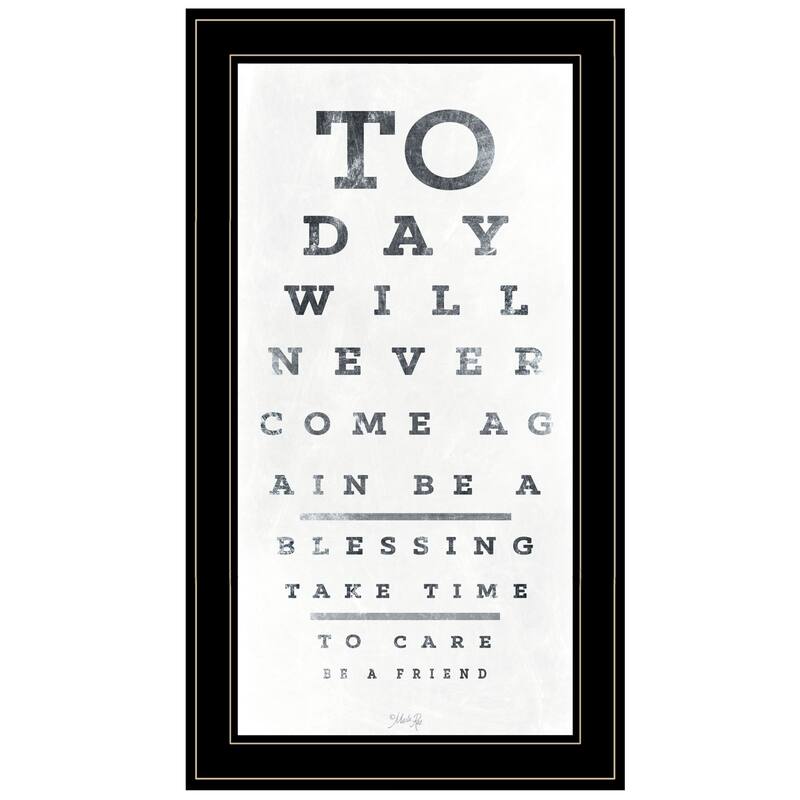 TrendyDecor4U Mid-Century Modern "Eye Chart I" Framed Print Wall Art by Marla Rae - Black & White - Black